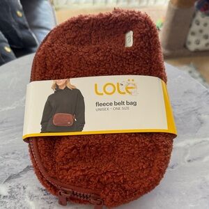 Lole Cozy Fleece Belt Bag in Warm Brown